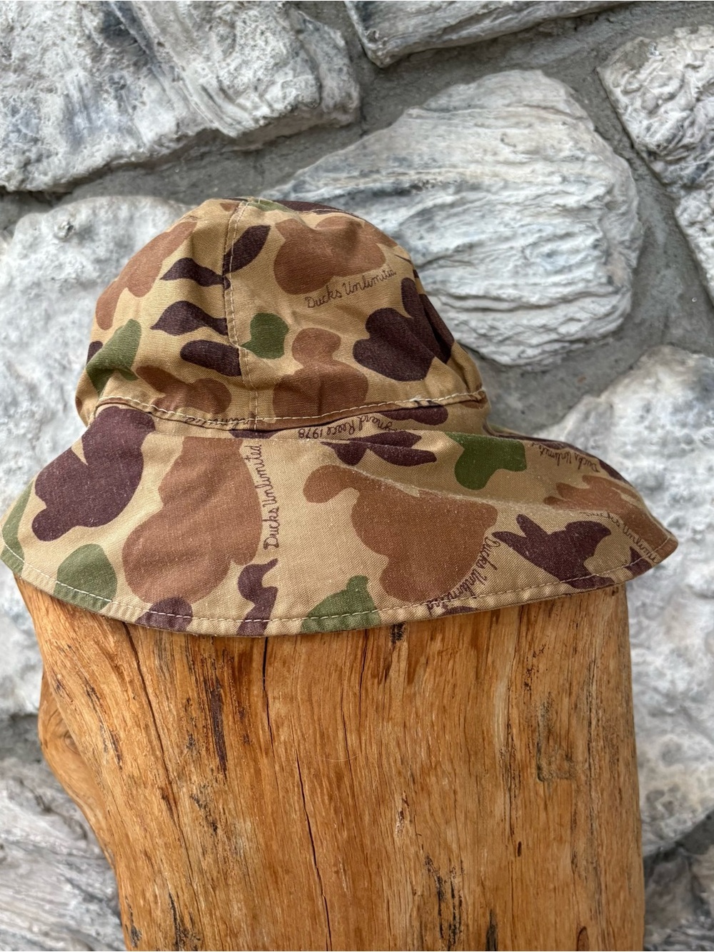 Vintage Bob Allen Frogskin Camo Bucket Hat Men’s Small Ducks Unlimited 1978